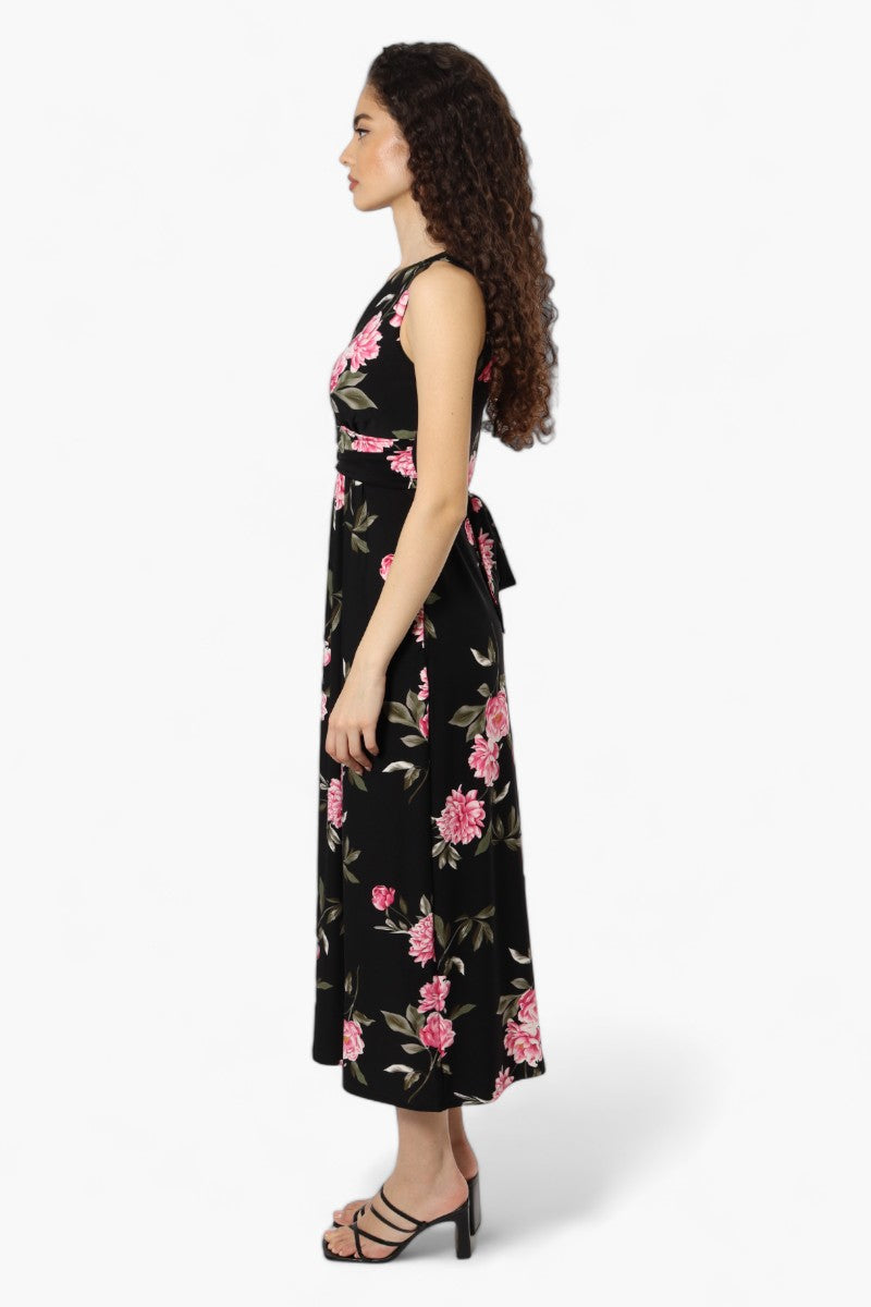 Beechers Brook Belted Floral Crossover Maxi Dress - Black - Womens Maxi Dresses - Fairweather