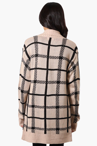 International INC Company Plaid Fold Over Wrap Cardigan - Beige - Womens Cardigans - Fairweather