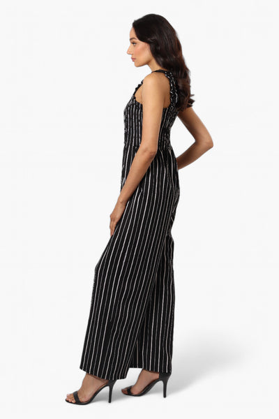 Impress Striped Smocked Top Jumpsuit - Black - Womens Jumpsuits & Rompers - Fairweather