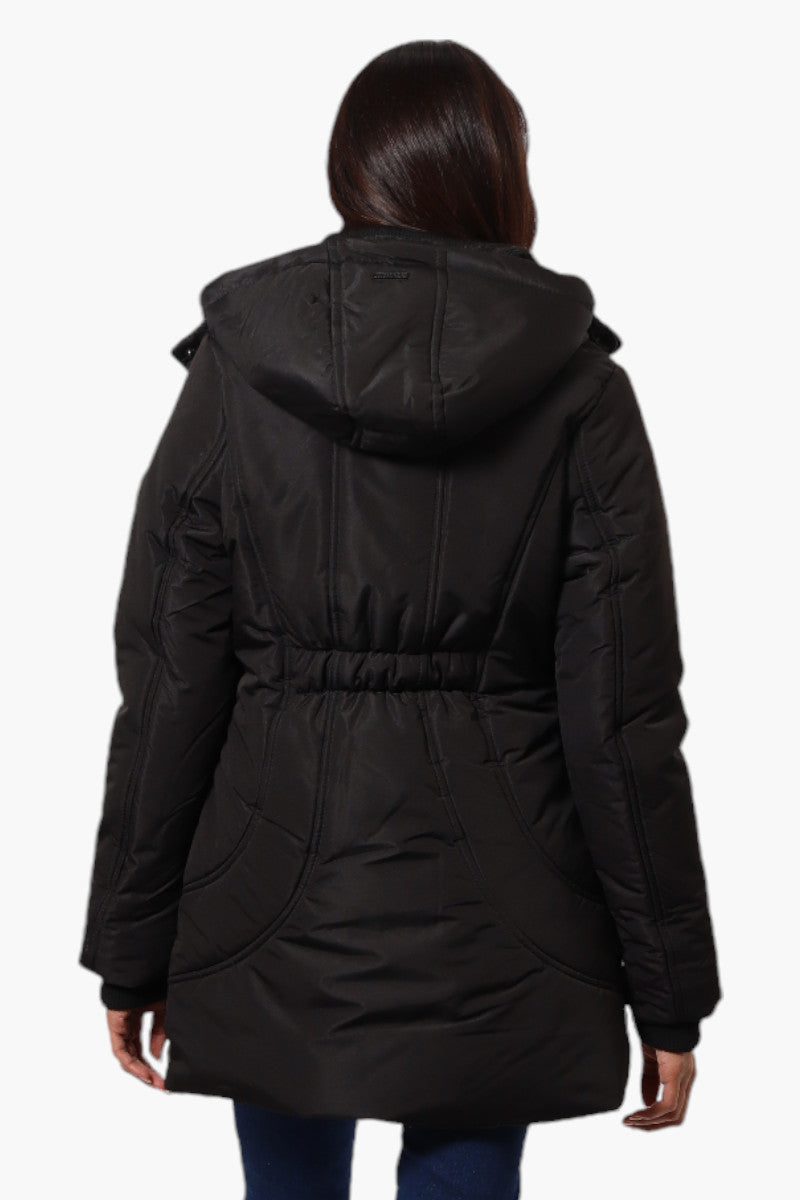 Oppenheimer Hooded Cinched Waist Parka Jacket - Black - Womens Parka Jackets - Fairweather