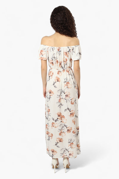 Beechers Brook Floral Off Shoulder Flounce Maxi Dress - Cream - Womens Maxi Dresses - Fairweather