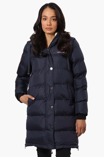 Canada Weather Gear Side Slit Puffer Parka Jacket - Navy - Womens Parka Jackets - Fairweather