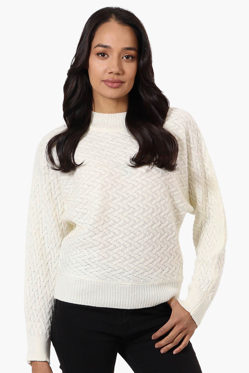 Beechers Brook Cable Knit Mock Neck Pullover Sweater - Cream - Womens Pullover Sweaters - Fairweather