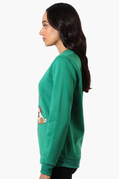 Ugly Christmas Sweater Pug Print Christmas Sweater - Green - Womens Christmas Sweaters - Fairweather