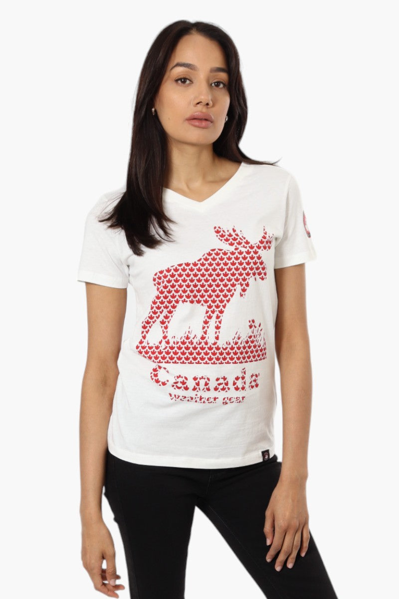 Canada Weather Gear Moose Print Tee - White - Womens Tees & Tank Tops - Fairweather