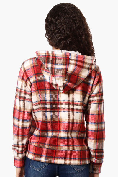 Canada Weather Gear Plaid Fleece Lined Hoodie - Red - Womens Hoodies & Sweatshirts - Fairweather