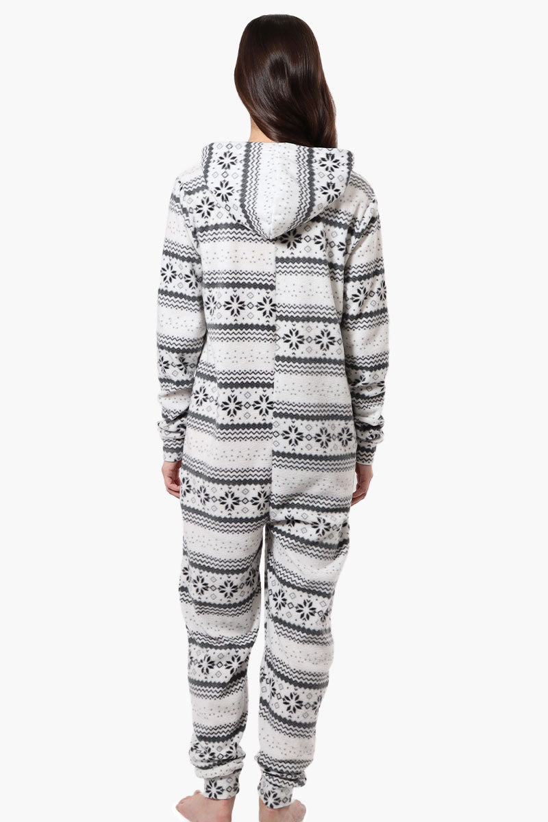 Cuddly Canuckies Hooded Festive Pattern Onesie - White - Womens Onesies - Fairweather