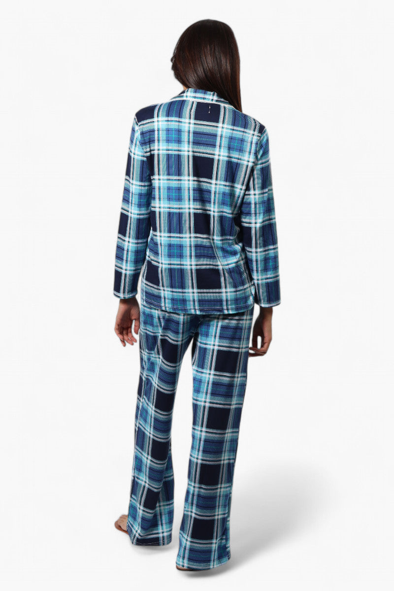 Canada Weather Gear Plaid Wide Leg Pajama Pants - Blue - Womens Pajamas - Fairweather