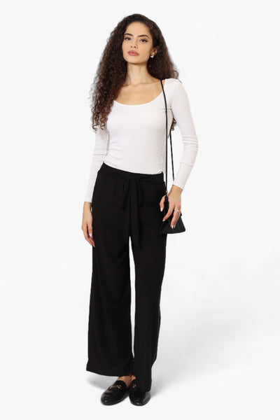 International INC Company Solid Belted Palazzo Pants - Black - Womens Pants - Fairweather