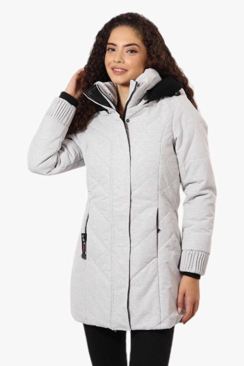 Canada Weather Gear Chevron Quilted Parka Jacket - White - Womens Parka Jackets - Fairweather