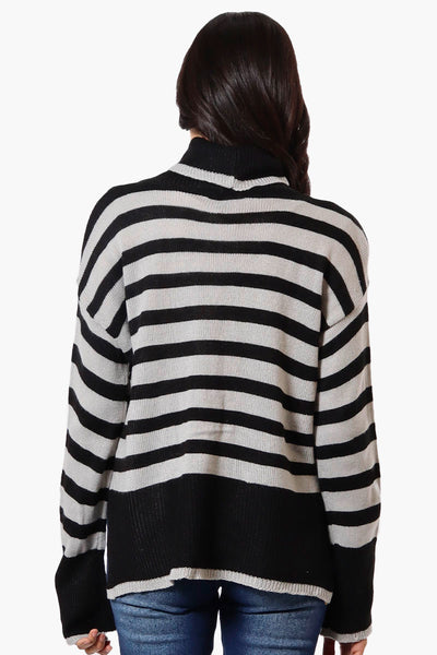 Beechers Brook Striped Turtleneck Pullover Sweater - Black - Womens Pullover Sweaters - Fairweather