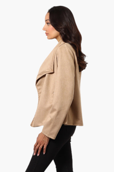 Beechers Brook Suede Waterfall Blazer - Beige - Womens Blazers - Fairweather