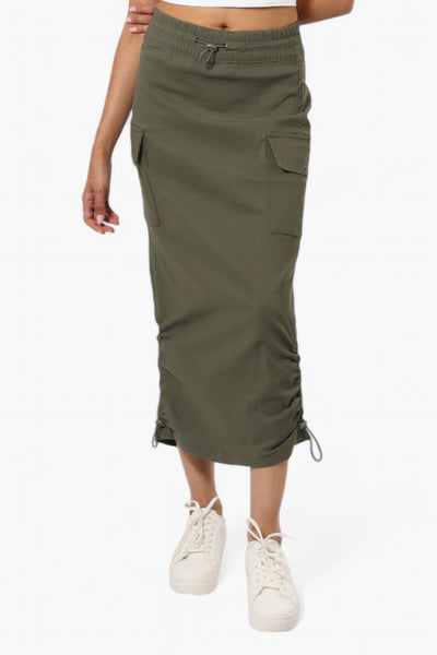 Urbanology Solid Cargo Pocket Midi Skirt - Green - Womens Skirts - Fairweather