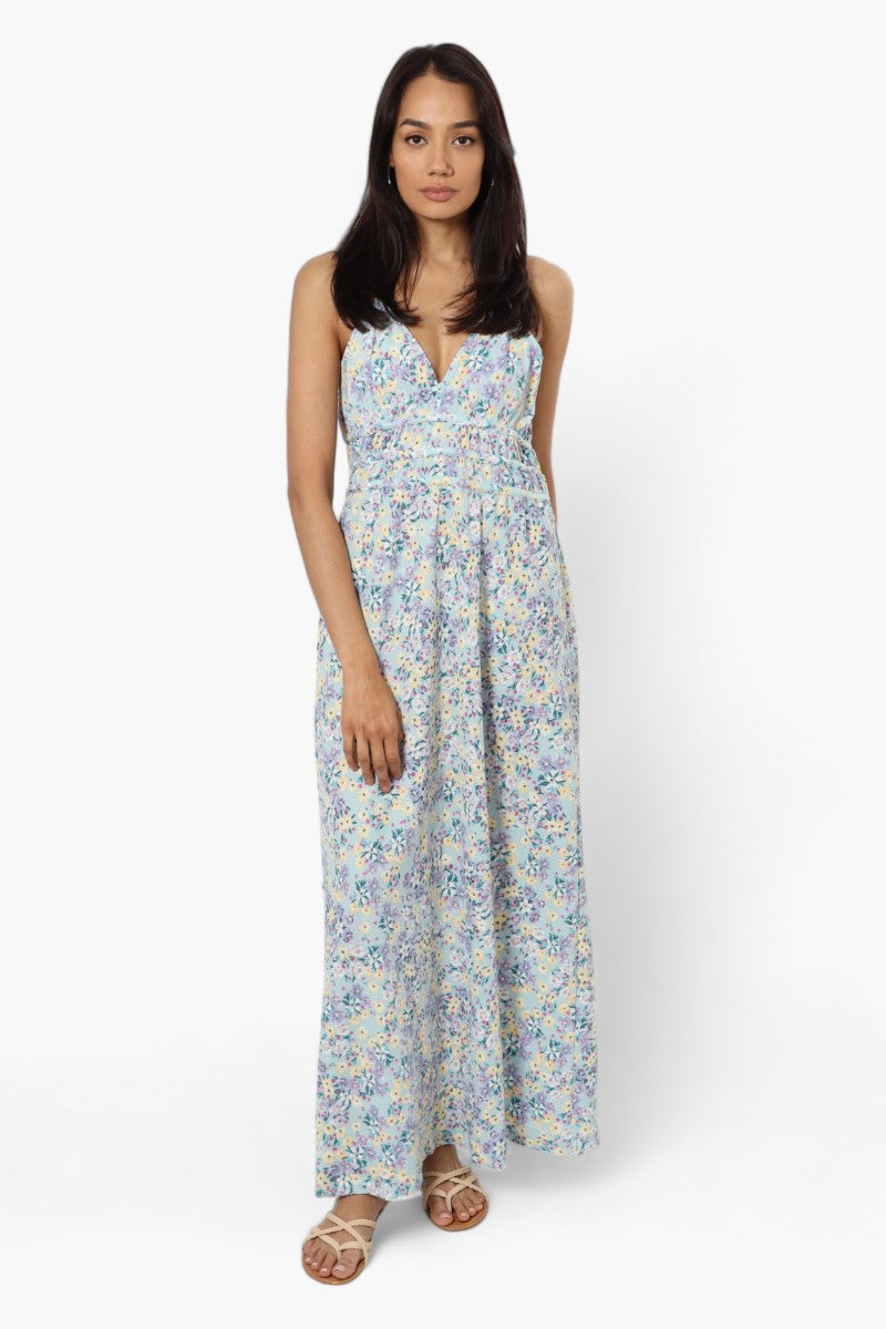 New Look Floral Cinched Waist Maxi Dress - Mint - Womens Maxi Dresses - Fairweather