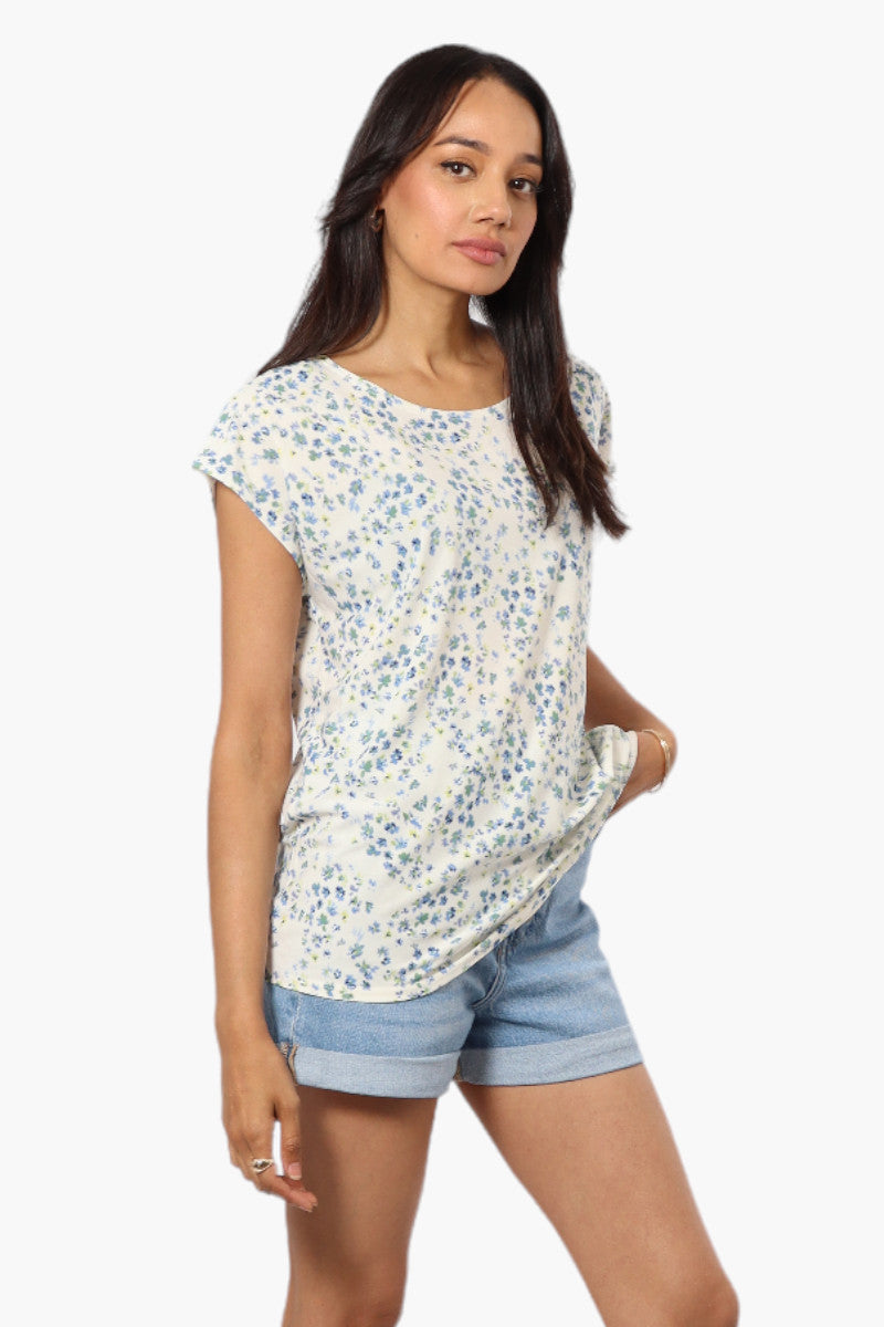 Impress Floral Cap Sleeve Tee - White - Womens Tees & Tank Tops - Fairweather