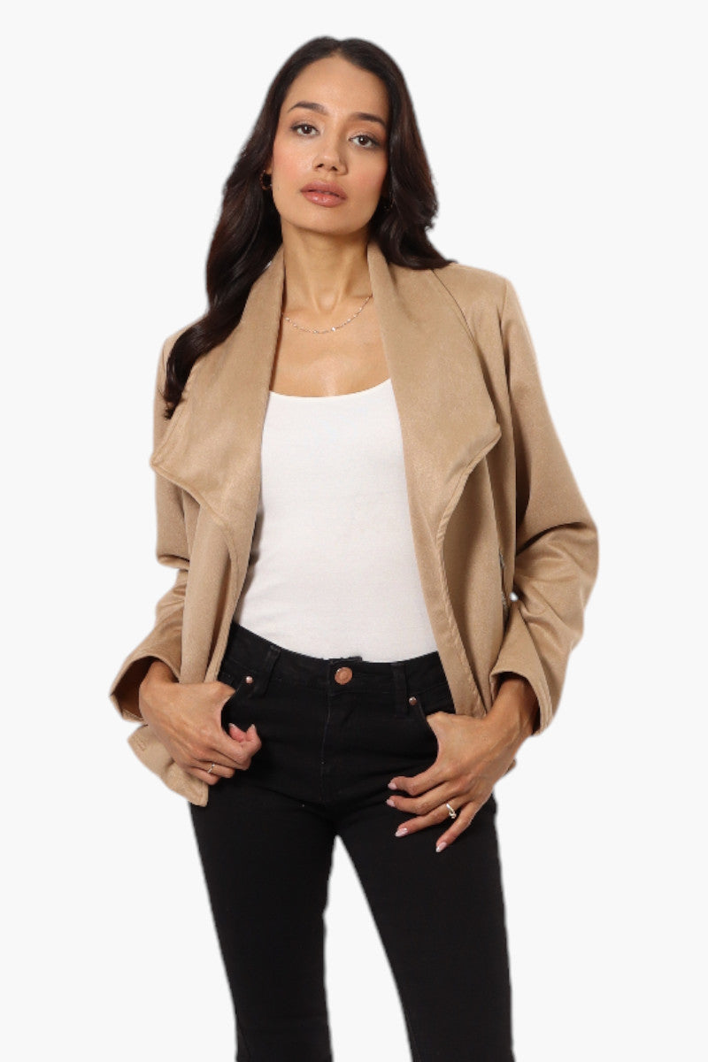 Beechers Brook Suede Waterfall Blazer - Beige - Womens Blazers - Fairweather