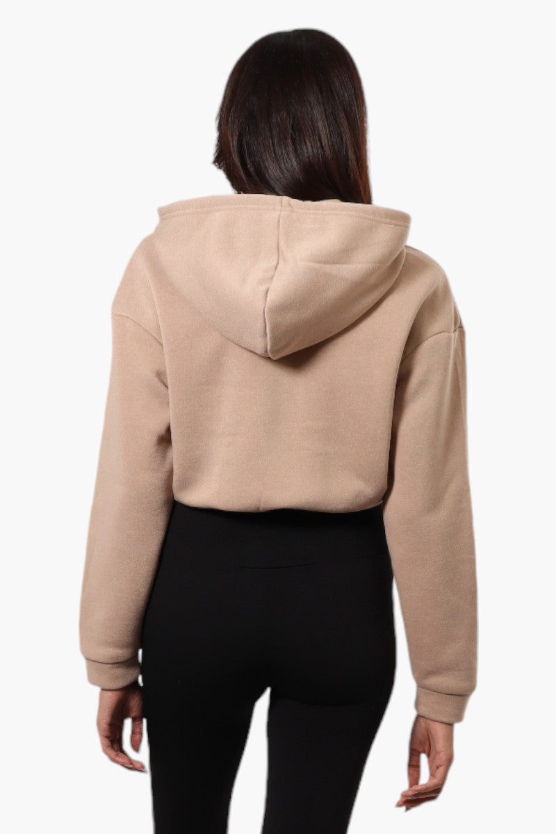 Fahrenheit Cropped Front Flap Pocket Hoodie - Beige - Womens Hoodies & Sweatshirts - Fairweather