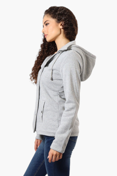 Fahrenheit Sherpa Lined Hood Double Breasted Lightweight Jacket - Grey - Womens Lightweight Jackets - Fairweather