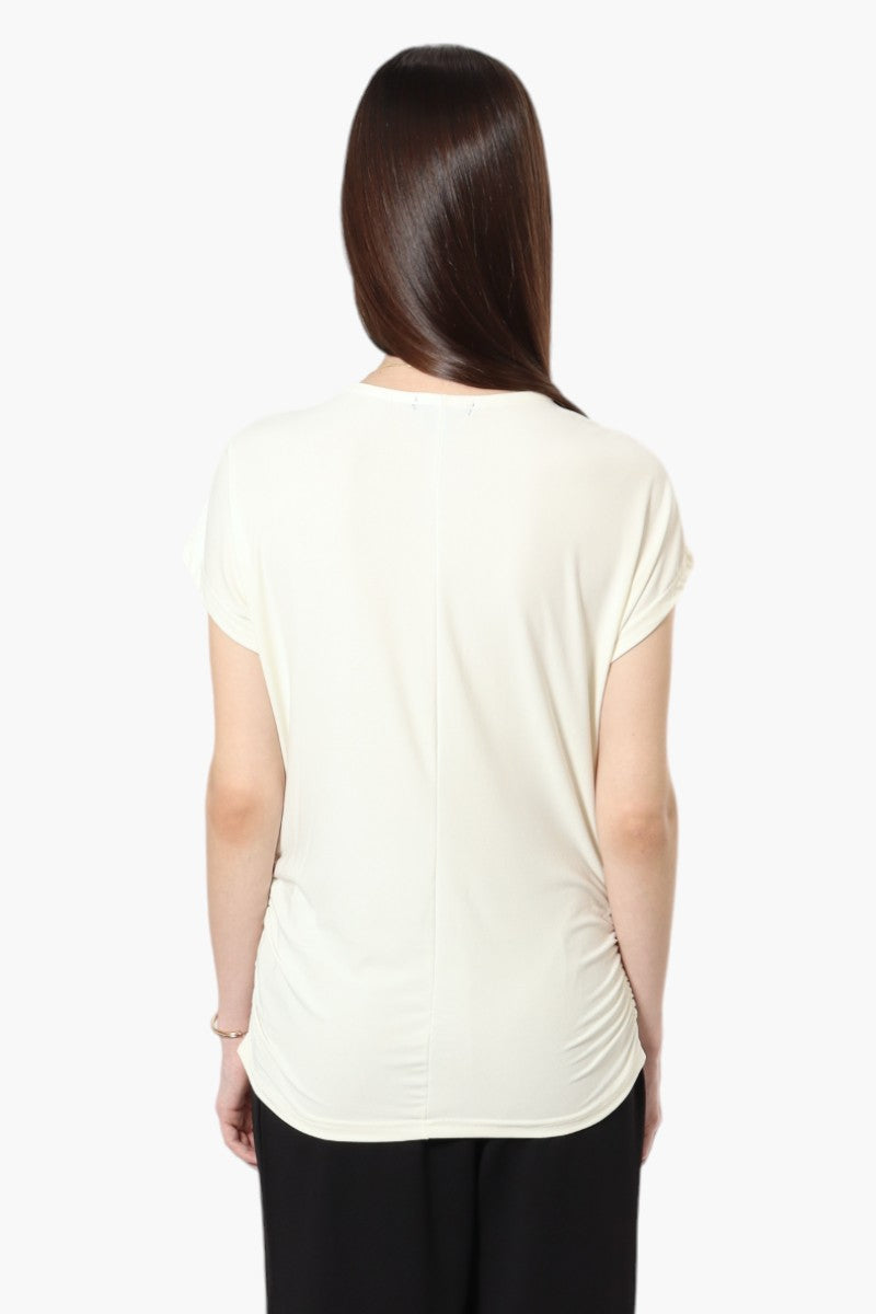 Beechers Brook Cap Sleeve Necklace Blouse - White - Womens Shirts & Blouses - Fairweather