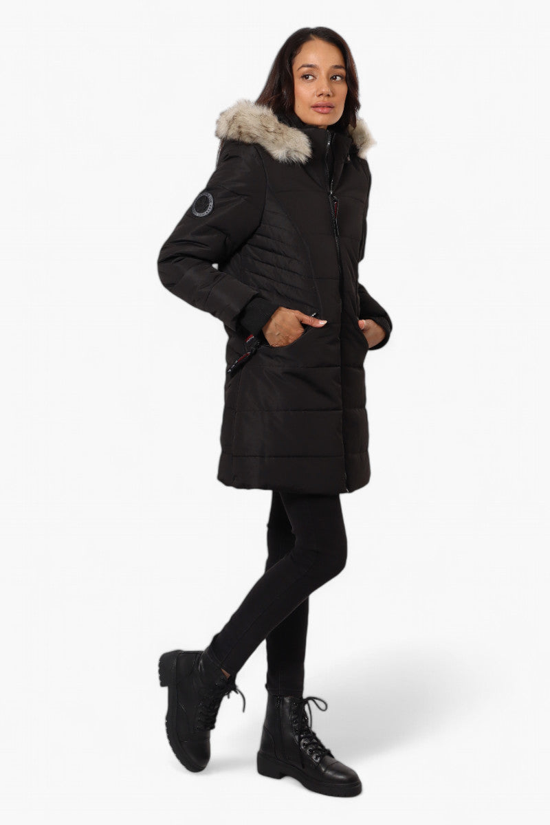 Canada Weather Gear Vegan Fur Hood Puffer Parka Jacket Black