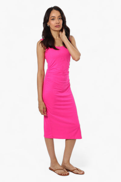 Impress Ribbed Side Slit Maxi Dress - Pink - Womens Maxi Dresses - Fairweather