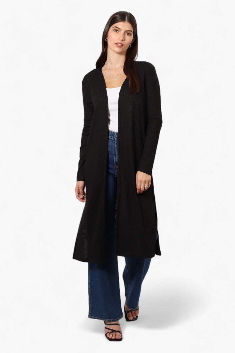 International INC Company Long Sleeve Side Slit Wrap Cardigan - Black - Womens Cardigans - Fairweather