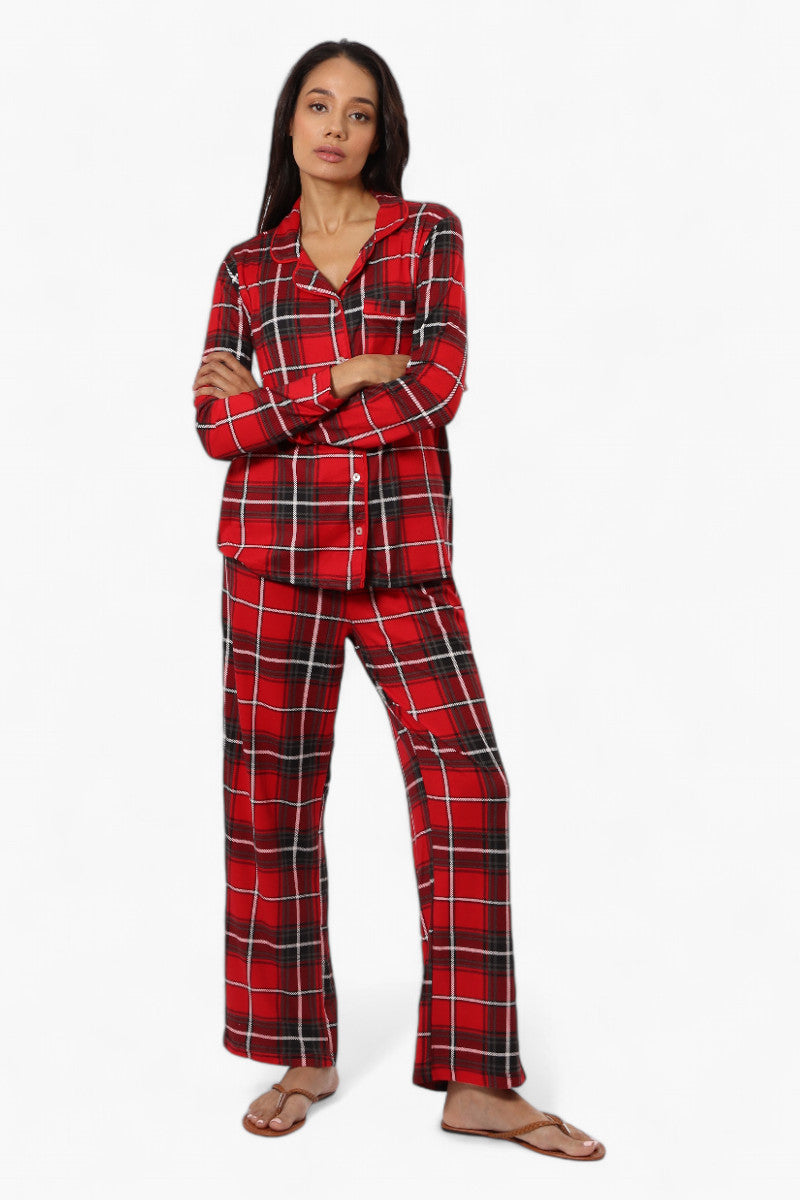 Canada Weather Gear Plaid Wide Leg Pajama Pants - Red - Womens Pajamas - Fairweather