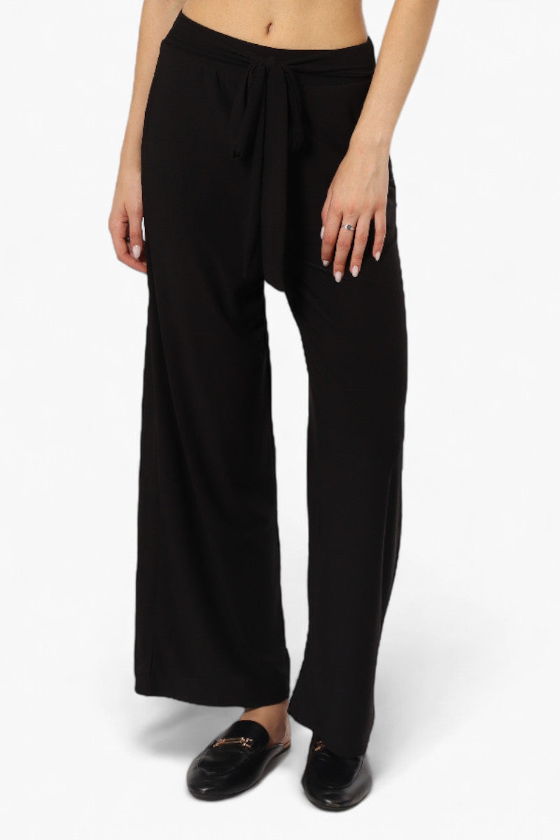 International INC Company Solid Belted Palazzo Pants - Black - Womens Pants - Fairweather