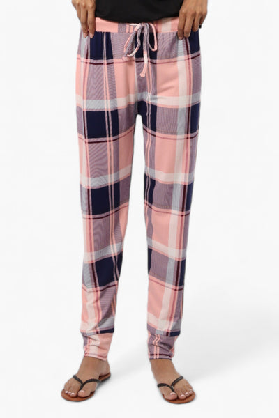 Canada Weather Gear Plaid Tie Waist Jogger Pajama Pants - Pink - Womens Pajamas - Fairweather