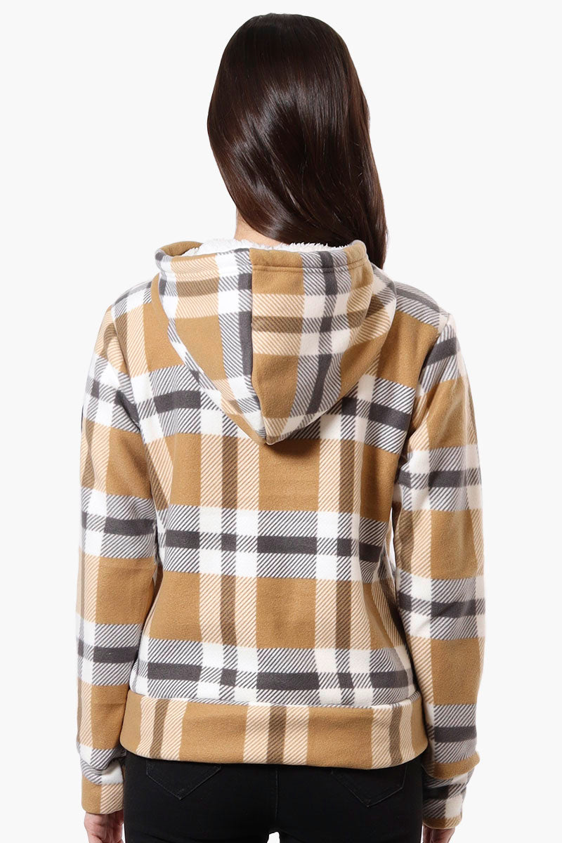 Canada Weather Gear Plaid Fleece Lined Hoodie - Beige - Womens Hoodies & Sweatshirts - Fairweather