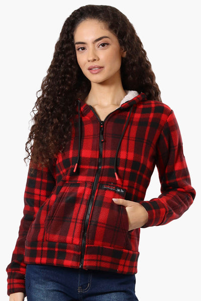 Canada Weather Gear Plaid Fleece Lined Hoodie - Red - Womens Hoodies & Sweatshirts - Fairweather