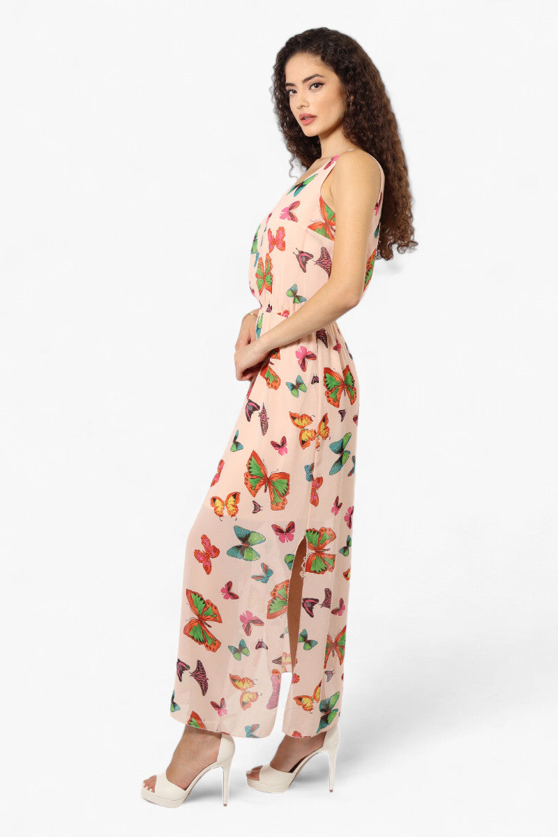 Limite Butterfly Pattern Sleeveless Tank Maxi Dress - Pink - Womens Maxi Dresses - Fairweather