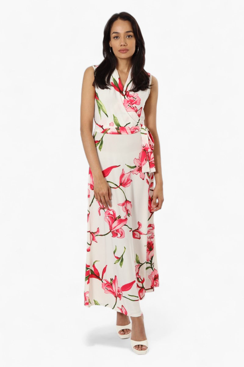 Beechers Brook Sleeveless Floral Crossover Maxi Dress - White - Womens Maxi Dresses - Fairweather