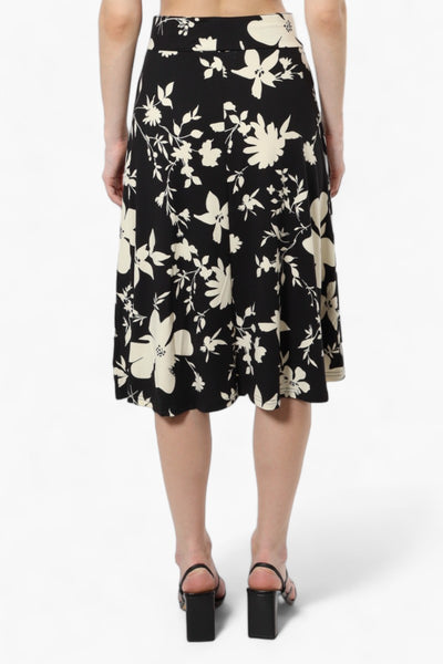 Majora Floral High Waisted Midi Skirt - Black - Womens Skirts - Fairweather