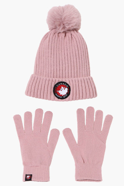 Canada Weather Gear Gloves Pom Pom Hat Set - Pink - Womens Hats - Fairweather