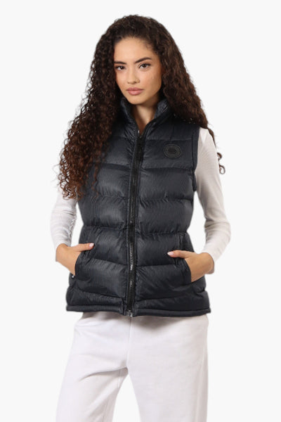 Super Triple Goose Grid Pattern Bubble Vest - Black - Womens Vests - Fairweather