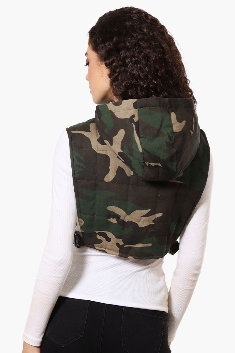 Urbanology Cropped Camo Vest - Olive - Womens Vests - Fairweather