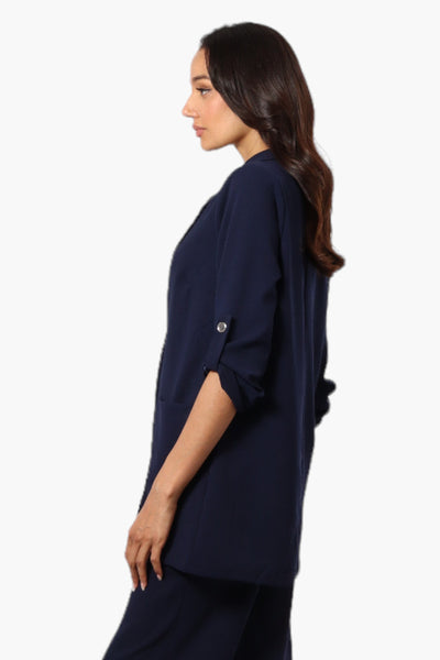 Limite Roll Up Sleeve 2 Button Blazer - Navy - Womens Blazers - Fairweather