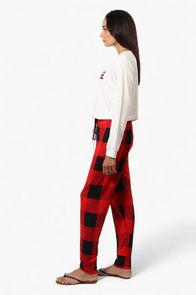 Canada Weather Gear Plaid Tie Waist Jogger Pajama Pants - Red - Womens Pajamas - Fairweather