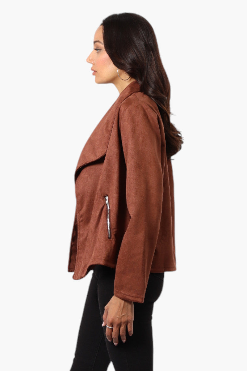 Beechers Brook Suede Waterfall Blazer - Brown - Womens Blazers - Fairweather