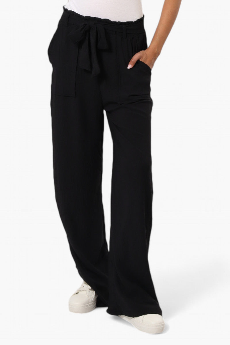 Urbanology Solid Belted Palazzo Pants - Black - Womens Pants - Fairweather