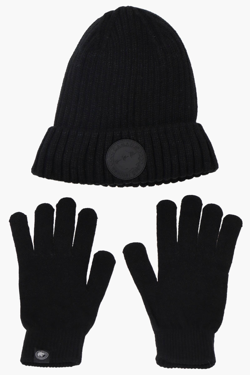 Canada Weather Gear Gloves Cuffed Beanie Hat Set - Black - Womens Hats - Fairweather