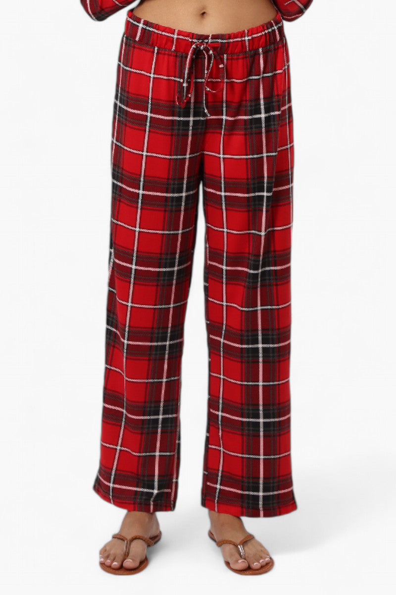 Canada Weather Gear Plaid Wide Leg Pajama Pants - Red - Womens Pajamas - Fairweather