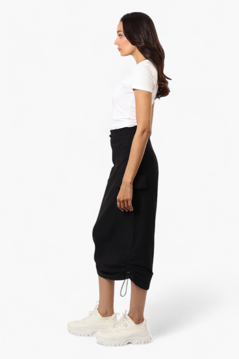 Urbanology Solid Cargo Pocket Midi Skirt - Black - Womens Skirts - Fairweather