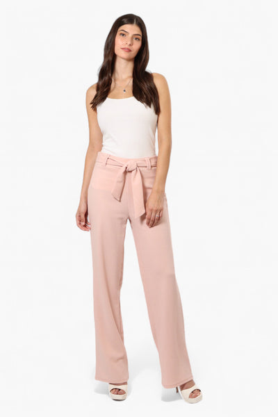 Limite Solid Belted Pants - Pink - Womens Pants - Fairweather