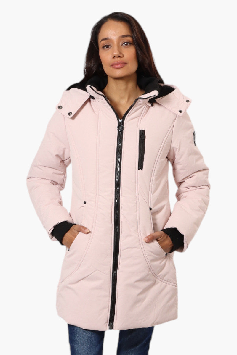 Oppenheimer Hooded Cinched Waist Parka Jacket - Pink - Womens Parka Jackets - Fairweather