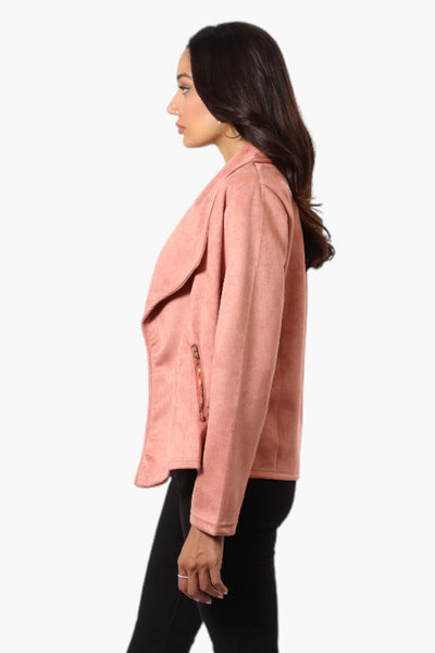 Beechers Brook Suede Waterfall Blazer - Pink - Womens Blazers - Fairweather