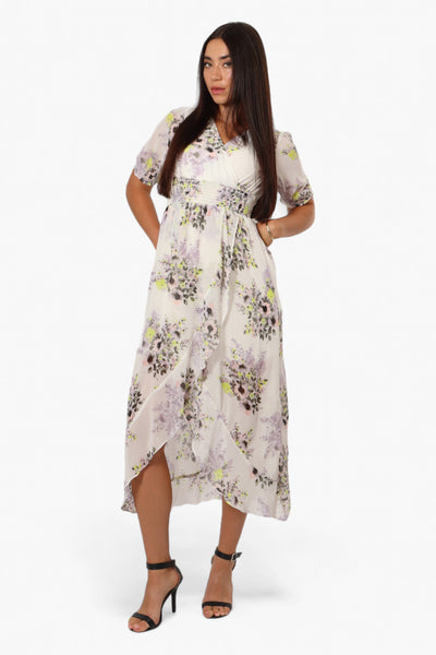 Limite Floral Crossover Chiffon Maxi Dress - White - Womens Maxi Dresses - Fairweather