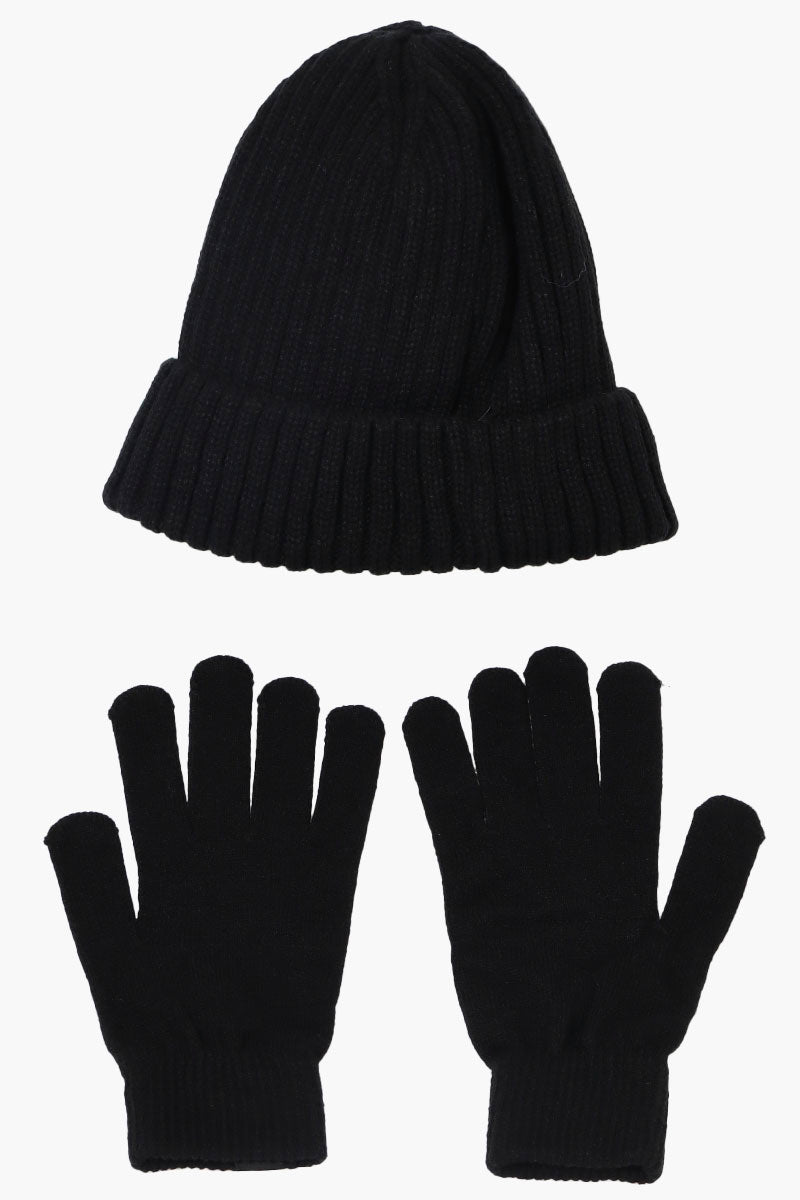 Canada Weather Gear Gloves Cuffed Beanie Hat Set - Black - Womens Hats - Fairweather