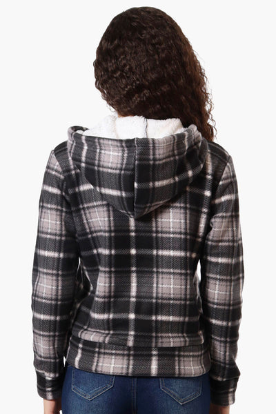 Canada Weather Gear Plaid Fleece Lined Hoodie - Black - Womens Hoodies & Sweatshirts - Fairweather